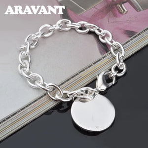 925 Silver Round Bracelet Chains For Women Wedding Jewelry Accessories
