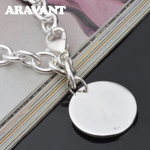 925 Silver Round Bracelet Chains For Women Wedding Jewelry Accessories