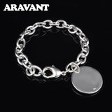 925 Silver Round Bracelet Chains For Women Wedding Jewelry Accessories