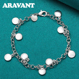 925 Silver Round Charm Bracelet For Women Girls