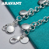 925 Silver Round Charm Bracelet For Women Girls
