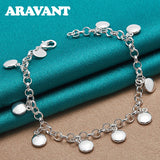 925 Silver Round Charm Bracelet For Women Girls