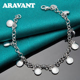 925 Silver Round Charm Bracelet For Women Girls