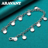 925 Silver Round Charm Bracelet For Women Girls