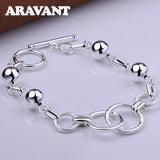 925 Silver Toggle Bracelet Chain for Women Men