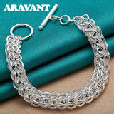 925 Silver Circle Charm Bracelet Men Women