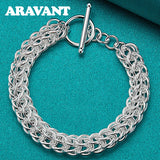 925 Silver Circle Charm Bracelet Men Women
