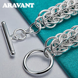 925 Silver Circle Charm Bracelet Men Women