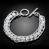 925 Silver Circles Charm Bracelet Women Jewelry
