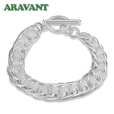 925 Silver Circles Charm Bracelet Women Jewelry