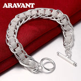 925 Silver Circles Charm Bracelet Women Jewelry
