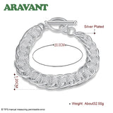 925 Silver Circles Charm Bracelet Women Jewelry