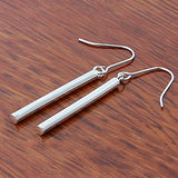 925 Silver Round Column Drop Earrings Women Bridal Wedding