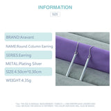 925 Silver Round Column Drop Earrings Women Bridal Wedding