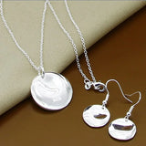 925 Silver Round Pendant Set for Women Wedding Jewelry