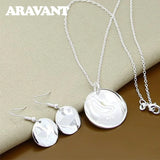 925 Silver Round Pendant Set for Women Wedding Jewelry