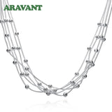 925 Silver Round Beads Chain Necklace for Women