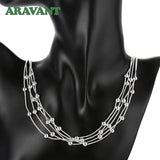 925 Silver Round Beads Chain Necklace for Women