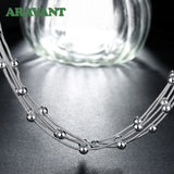 925 Silver Round Beads Chain Necklace for Women