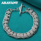 925 Silver Round Weave Bracelet Women Wedding Jewelry