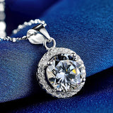 925 Silver Round diamond antique micro setting Pendant with chain