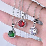 925 Silver Round diamond antique micro setting Pendant with chain
