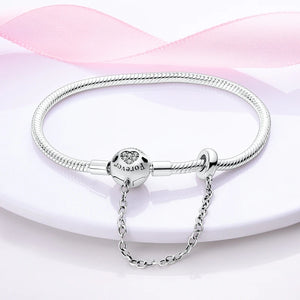 925 Silver Safety Chain Snake Chain Bracelet for Charm Beads