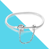 925 Silver Safety Chain Snake Chain Bracelet for Charm Beads