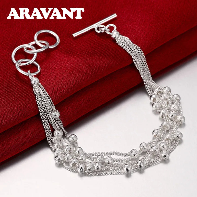 925 Silver Bead Chain Bracelet for Women