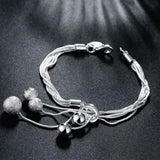 925 Silver Bead Bracelet with Scrub Charm for Women
