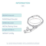 925 Silver Bead Bracelet with Scrub Charm for Women