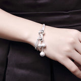 925 Silver Bead Bracelet with Scrub Charm for Women