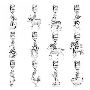 925 Silver Zodiac Charm Pendant Necklace Bracelet Set