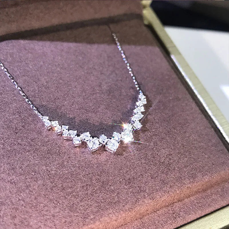925 Silver Shining Choker Necklace Women Party Wedding Flash Geometric Jewelry
