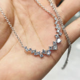 925 Silver Shining Choker Necklace Women Party Wedding Flash Geometric Jewelry