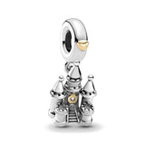 925 Silver Golden Heart Charm Beads Bracelet Women Jewelry Mom Love Pendant