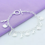 925 Silver Shoes Bags Charm Bracelets Chains Women Wedding