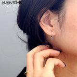 925 Silver Small Hoop Earrings Four Leaf Grass Butterfly Wedding Jewelry