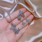 925 Silver Zircon Bow Knot Clavicle Chain for Ladies