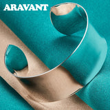 925 Silver Big Cuff Bracelet Bangle Women Jewelry