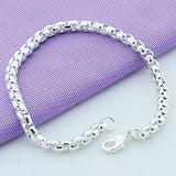 925 Silver Box Chain Bracelet Women's Jewelry