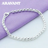 925 Silver Box Chain Bracelet Women's Jewelry