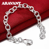 925 Silver Chain Bracelet for Women Men Jewelry