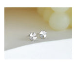 925 Silver Clover Zircon Stud Earrings for Women