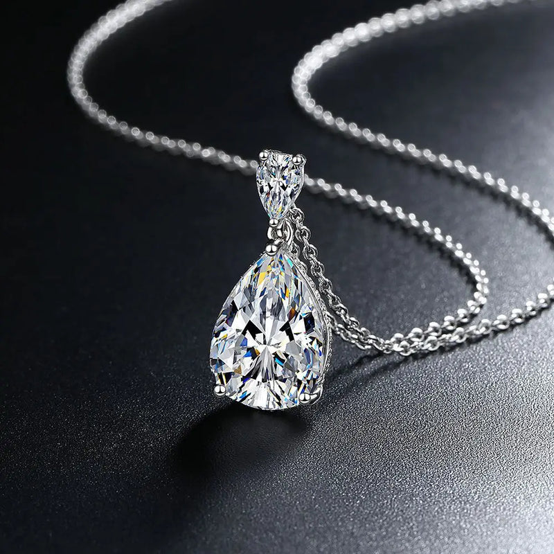 925 Silver Water-drop Diamond Necklace Zircon Season Temperament