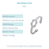 925 Silver Knot Weave Cuff Bracelet Bangle for Women