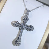 925 Silver Love Cross Pendant Choker Zircon Necklace Charm