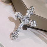 925 Silver Love Cross Pendant Choker Zircon Necklace Charm