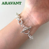 925 Silver Circle Chains Bracelets Women Birthday Party Jewelry
