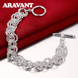 925 Silver Circle Chains Bracelets Women Birthday Party Jewelry